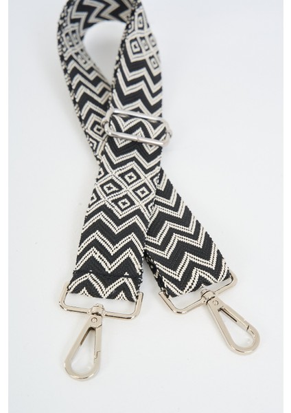 Blackwhite Square Pattern Ayarlanabilir Çanta Sapı (110 Cm)