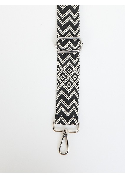 Blackwhite Square Pattern Ayarlanabilir Çanta Sapı (110 Cm)