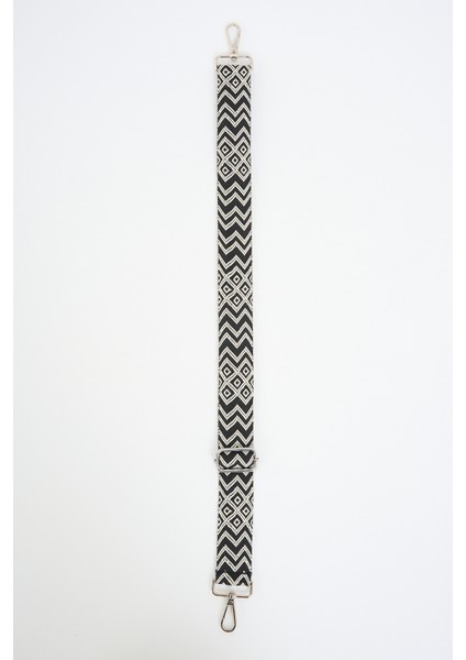 Blackwhite Square Pattern Ayarlanabilir Çanta Sapı (110 Cm)