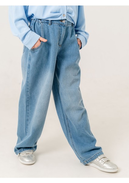 Kız Çocuk Kemer Pileli Kot Pantolon 2180 fiyatları