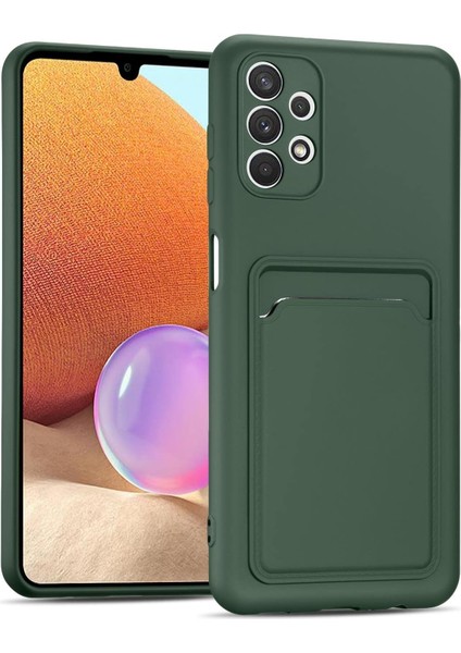 Samsung Galaxy A73 Için Kılıf Kamera Korumalı Kartlıklı Yumuşak Kadife Slikon Kartvizit Kapak