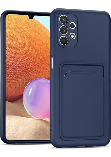 Samsung Galaxy A13 Için Kılıf Kamera Korumalı Kartlıklı Yumuşak Kadife Slikon Kartvizit Kapak