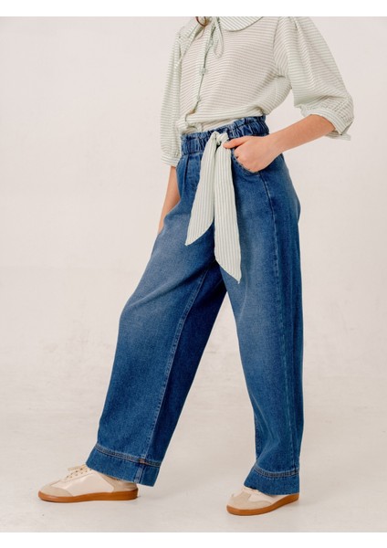 Kız Çocuk Geniş Köprülü Kot Pantolon 2195 modelleri