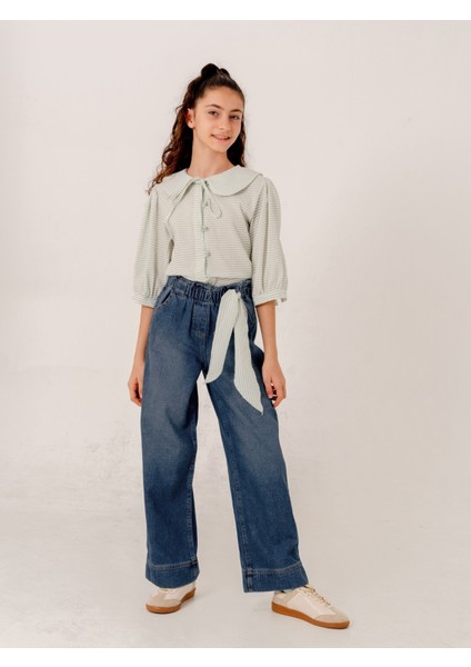 Kız Çocuk Geniş Köprülü Kot Pantolon 2195