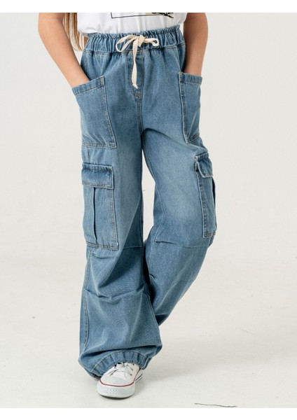 Kız Çocuk Dizi Pileli Ispanyol Kot Pantolon 2200