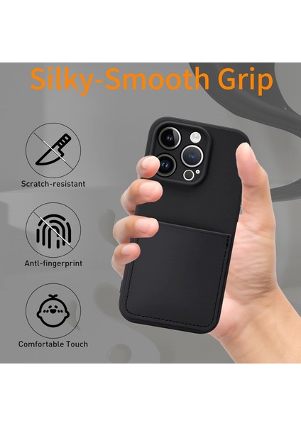 Iphone 14 Pro Max Uyumlu Kılıf Kamera Korumalı Kartlıklı Yumuşak Içi Kadife Slikon Kartvizit Kapak