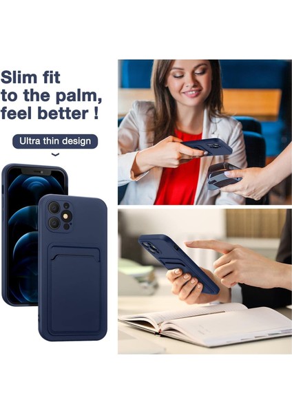 Iphone 13 Pro Max Uyumlu Kılıf Kamera Korumalı Kartlıklı Yumuşak Içi Kadife Slikon Kartvizit Kapak