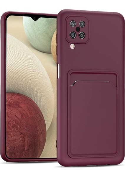 Samsung Galaxy A22 Uyumlu Kılıf Kamera Korumalı Kartlıklı Yumuşak Içi Kadife Slikon Kartvizit Kapak