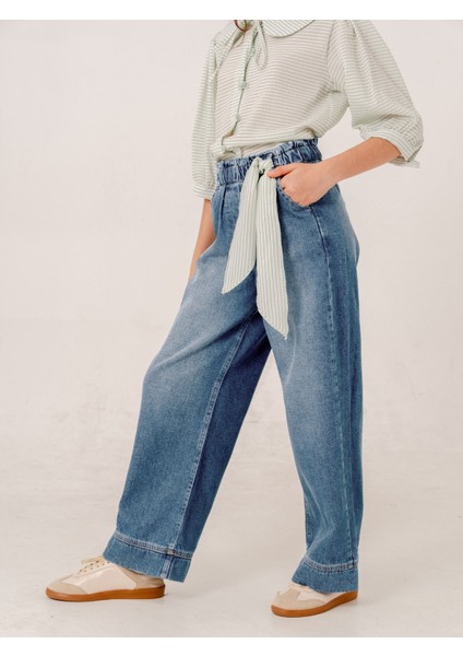 Kız Çocuk Geniş Köprülü Kot Pantolon 2195