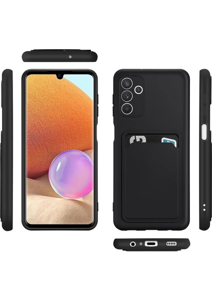 Samsung Galaxy A72 Için Kılıf Kamera Korumalı Kartlıklı Yumuşak Kadife Slikon Kartvizit Kapak fiyatları