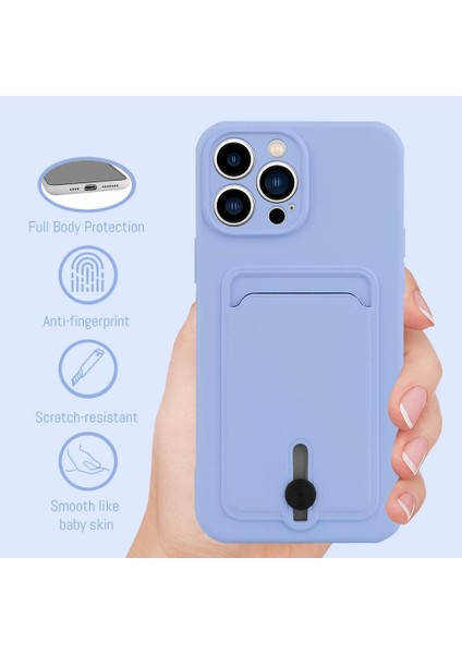 Iphone 14 Pro Max Uyumlu Kılıf Kamera Korumalı Kartlıklı Yumuşak Içi Kadife Slikon Kartvizit Kapak