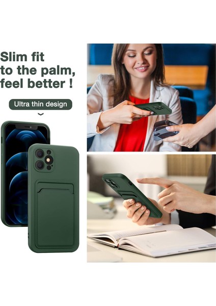 Iphone 14 Pro Max Uyumlu Kılıf Kamera Korumalı Kartlıklı Yumuşak Içi Kadife Slikon Kartvizit Kapak