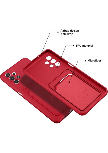 Samsung Galaxy A13 Için Kılıf Kamera Korumalı Kartlıklı Yumuşak Kadife Slikon Kartvizit Kapak modelleri