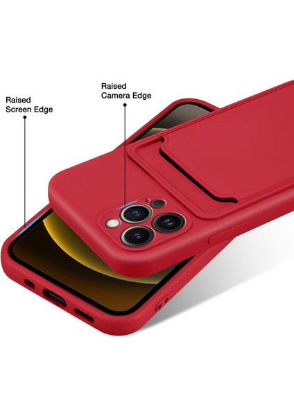 Iphone 14 Pro Uyumlu Kılıf Kamera Korumalı Kartlıklı Yumuşak Içi Kadife Slikon Kartvizit Kapak