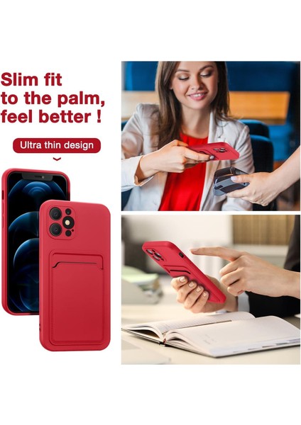 Iphone 14 Pro Uyumlu Kılıf Kamera Korumalı Kartlıklı Yumuşak Içi Kadife Slikon Kartvizit Kapak