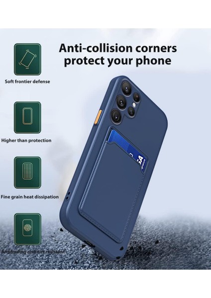 Samsung Galaxy A16 Uyumlu Kılıf Kamera Korumalı Kartlıklı Yumuşak Içi Kadife Slikon Kartvizit Kapak