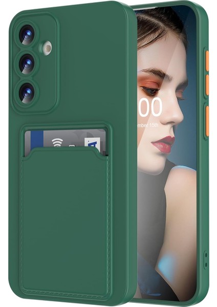 Samsung Galaxy A16 Uyumlu Kılıf Kamera Korumalı Kartlıklı Yumuşak Içi Kadife Slikon Kartvizit Kapak