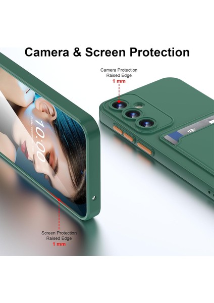 Samsung Galaxy A16 Uyumlu Kılıf Kamera Korumalı Kartlıklı Yumuşak Içi Kadife Slikon Kartvizit Kapak