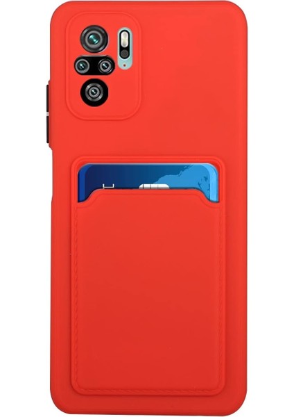 Xiaomi Redmi Note 10S Için Kılıf Kamera Korumalı Kartlıklı Yumuşak Içi Kadife Slikon Kartvizit Kapak