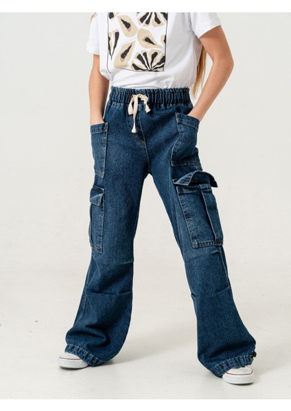 Kız Çocuk Dizi Pileli Ispanyol Kot Pantolon 2200