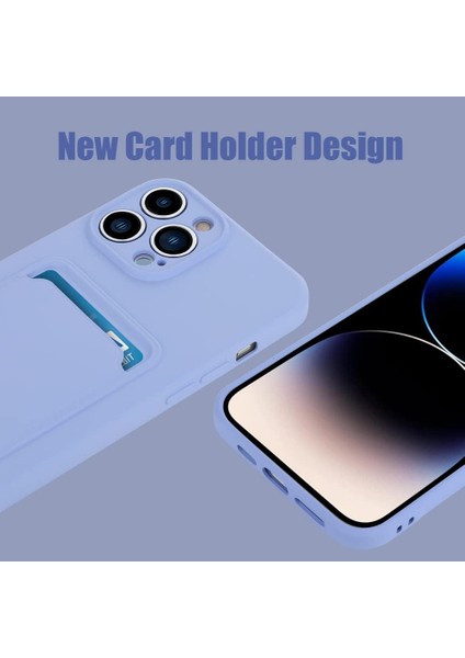 Iphone 15 Uyumlu Kılıf Kamera Korumalı Kartlıklı Yumuşak Içi Kadife Slikon Kartvizit Kapak