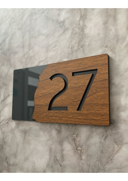 Lüx Wooden Serisi Pleksi Kapı Numarası