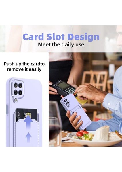 Samsung Galaxy A22 Uyumlu Kılıf Kamera Korumalı Kartlıklı Yumuşak Içi Kadife Slikon Kartvizit Kapak fırsatları