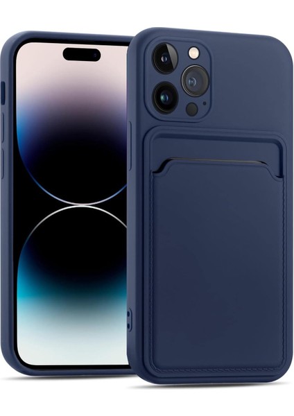 Iphone 14 Pro Max Uyumlu Kılıf Kamera Korumalı Kartlıklı Yumuşak Içi Kadife Slikon Kartvizit Kapak