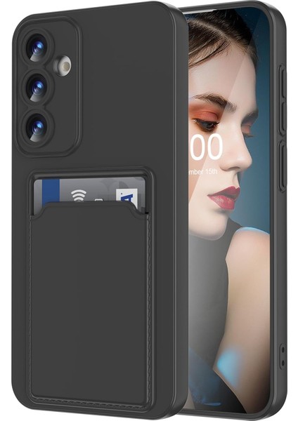 Samsung Galaxy A16 Uyumlu Kılıf Kamera Korumalı Kartlıklı Yumuşak Içi Kadife Slikon Kartvizit Kapak