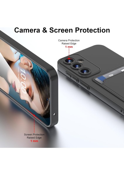Samsung Galaxy A16 Uyumlu Kılıf Kamera Korumalı Kartlıklı Yumuşak Içi Kadife Slikon Kartvizit Kapak