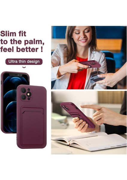 Iphone 14 Pro Max Uyumlu Kılıf Kamera Korumalı Kartlıklı Yumuşak Içi Kadife Slikon Kartvizit Kapak
