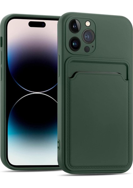 Iphone 14 Pro Uyumlu Kılıf Kamera Korumalı Kartlıklı Yumuşak Içi Kadife Slikon Kartvizit Kapak