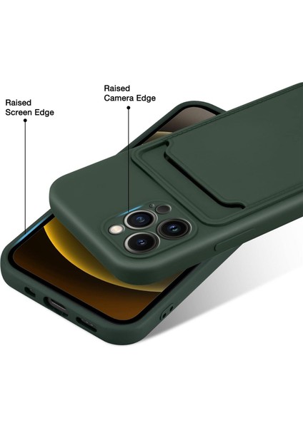 Iphone 14 Pro Uyumlu Kılıf Kamera Korumalı Kartlıklı Yumuşak Içi Kadife Slikon Kartvizit Kapak