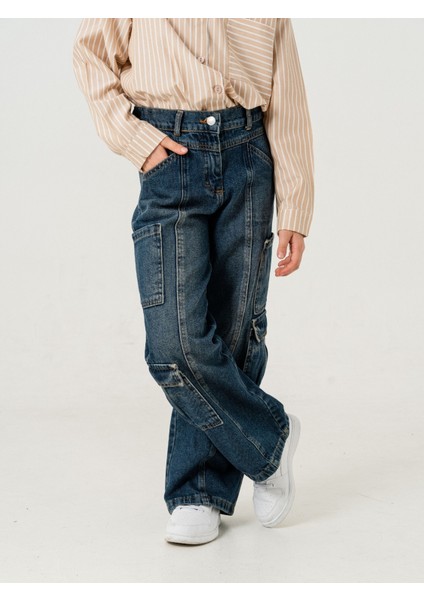 Kız Çocuk Çok Cepli Kargo Kot Pantolon 2187 fiyatları