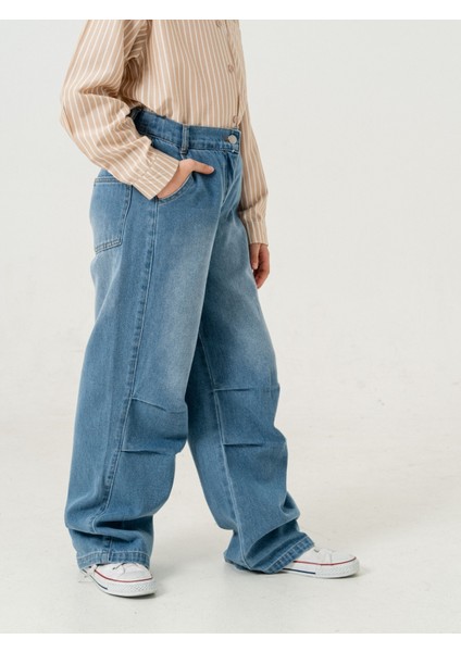 Kız Çocuk Diz Kırmalı Kot Pantolon 2185 fiyatları