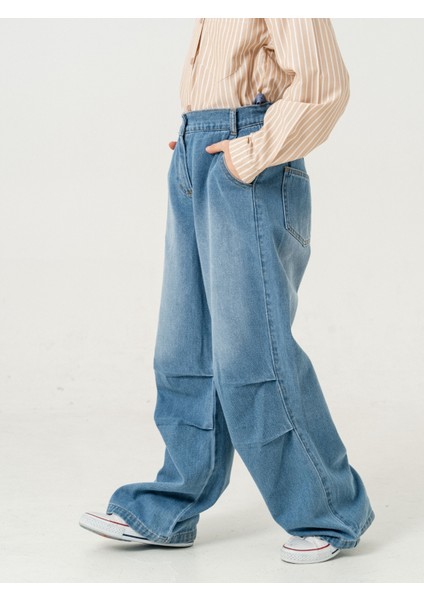 Kız Çocuk Diz Kırmalı Kot Pantolon 2185 modelleri