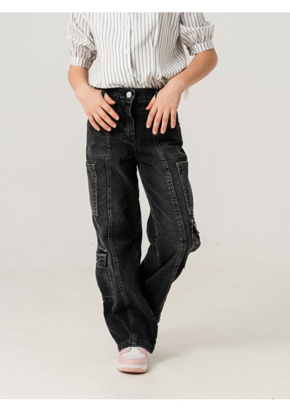 Kız Çocuk Çok Cepli Kargo Kot Pantolon 2187 fiyatları