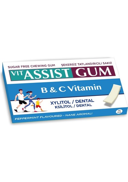 Vıt Assıst Gum Vitaminli Nane Aromalı Sakız 12 Li paket Iç Adeti