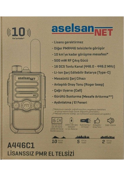 A446C1 Tekli 16 Kanal 10KM Lisanssız Pmr El Telsizi fiyatları