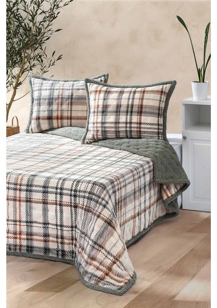 Battaniye Çift Kişilik Yatak Örtüsü Seti Allday Mosaic Haki