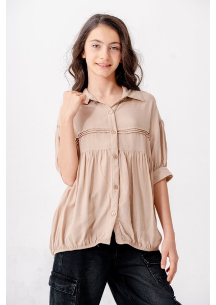 Kız Çocuk Roba Nervürlü Gömlek 3164