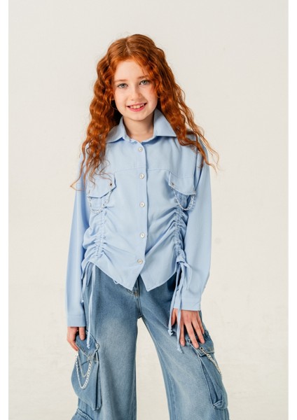 Kız Çocuk Önü Tünelli Cebi Zincirli Gömlek 3147 fiyatları