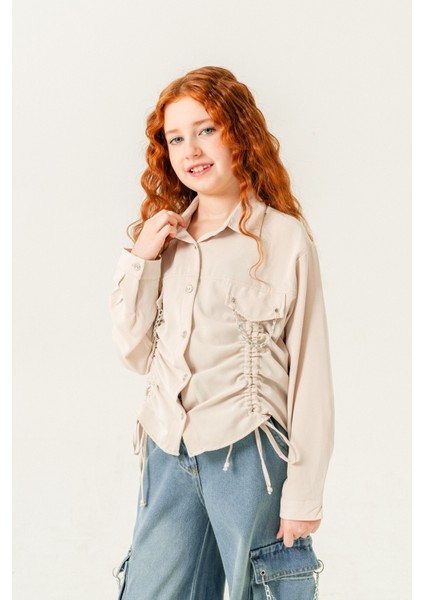 Kız Çocuk Önü Tünelli Cebi Zincirli Gömlek 3147