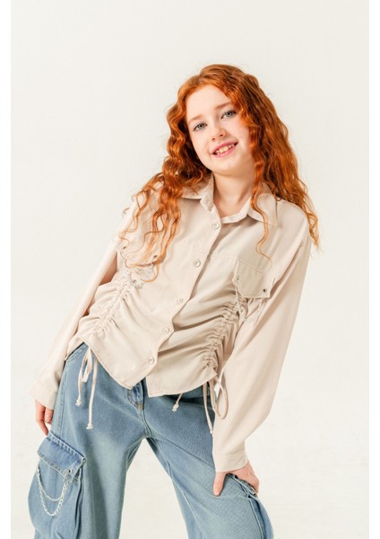 Kız Çocuk Önü Tünelli Cebi Zincirli Gömlek 3147 fiyatları