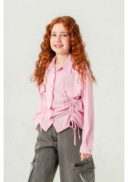 Kız Çocuk Önü Tünelli Cebi Zincirli Gömlek 3147