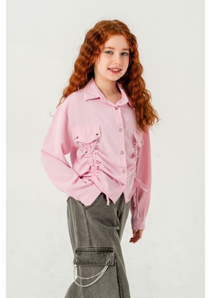 Kız Çocuk Önü Tünelli Cebi Zincirli Gömlek 3147 fiyatları