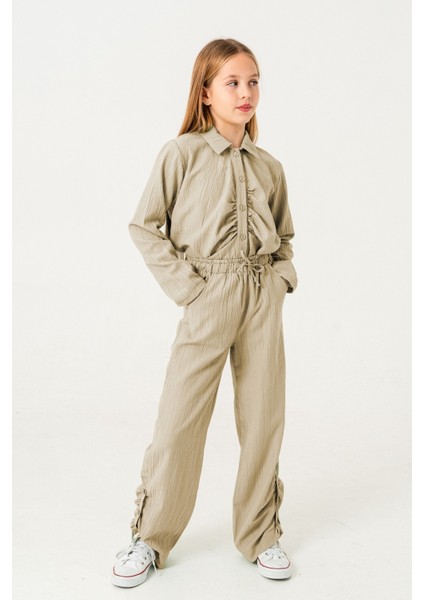 Kız Çocuk Ön Pat Büzgülü Gömlek 3145