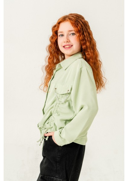 Kız Çocuk Önü Tünelli Cebi Zincirli Gömlek 3147 modelleri