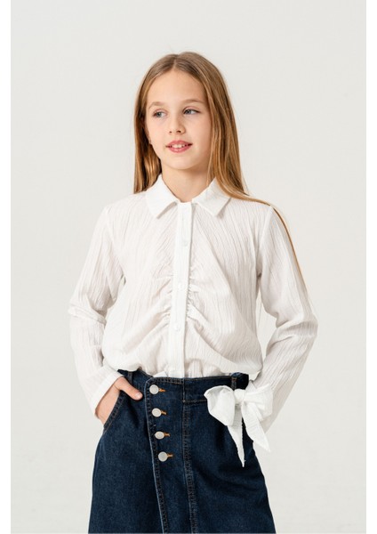 Kız Çocuk Ön Pat Büzgülü Gömlek 3145 fiyatları