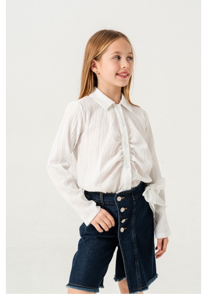 Kız Çocuk Ön Pat Büzgülü Gömlek 3145 modelleri